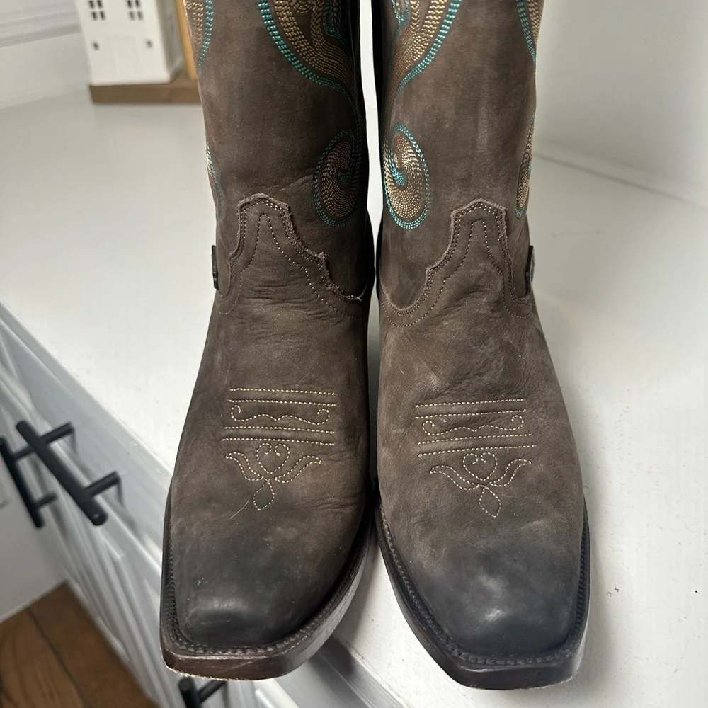 Rudel Women’s Brown Western Cowboy Boots Size 8.5 Embroidered Shaft Suede Mexico - Picture 3 of 10